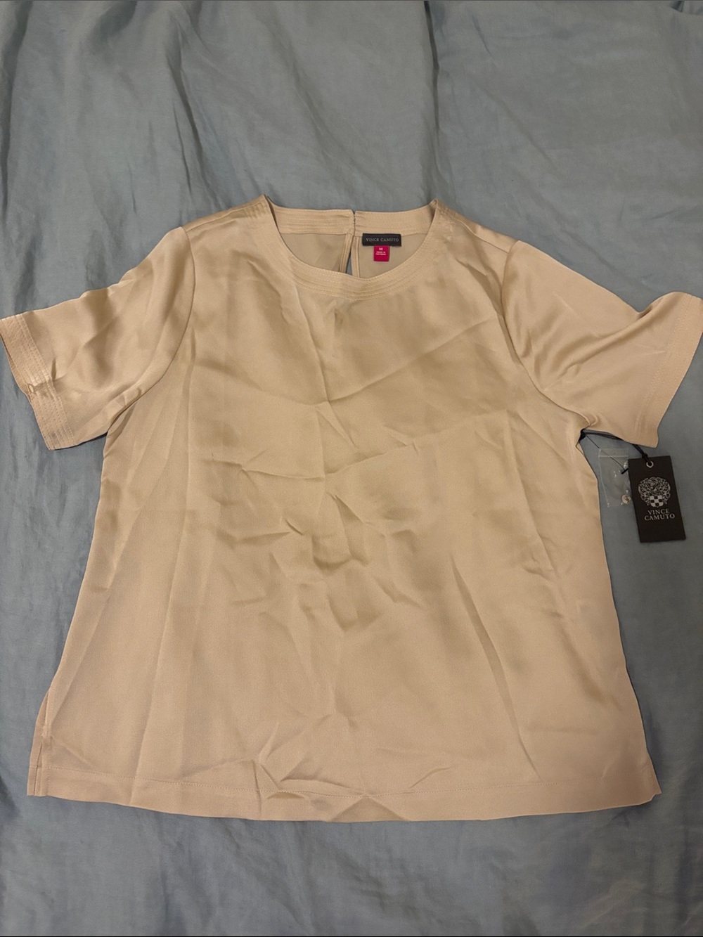 Vince Camuto Neutral Short Sleeve Crewneck Top - Light Tan